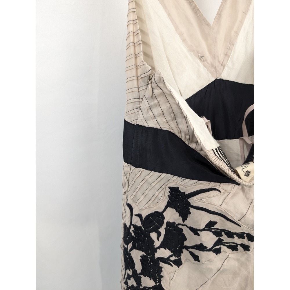 Anthropologie Floral Silk Babydoll Halter Dress Size 2 Tan Boho Whimsigoth Fairy - Picture 9 of 10